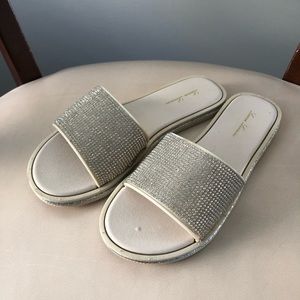 Lauren Lorraine silver slide sandals
